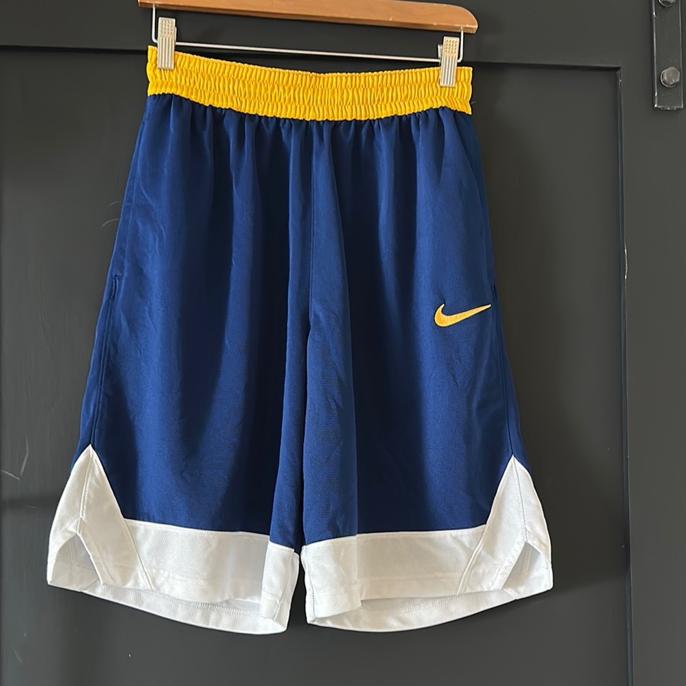 Nike Royal Blue Dri-Fit Shorts with Yellow Waistband